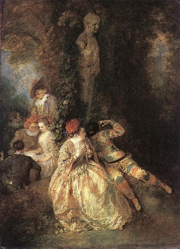 WATTEAU, Antoine Harlequin and Columbine